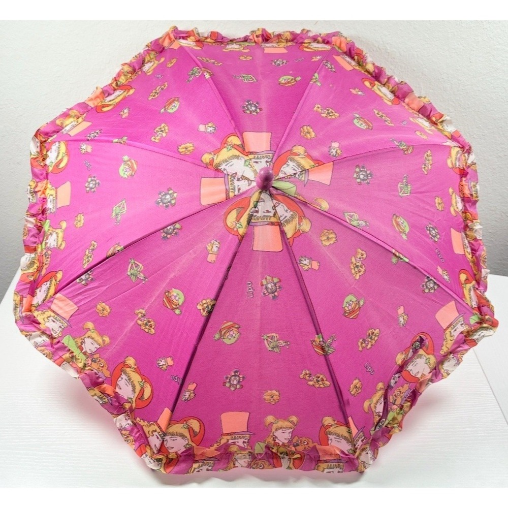 Vintage 80s Lipo Umbrella Fashion Doll Childs Size Hook Handle Rain Barbiecore